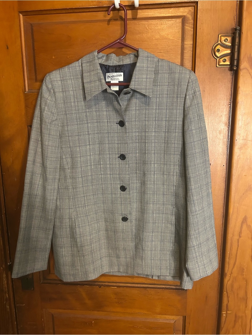 Vintage Pendleton Gray Plaid Button Jacket